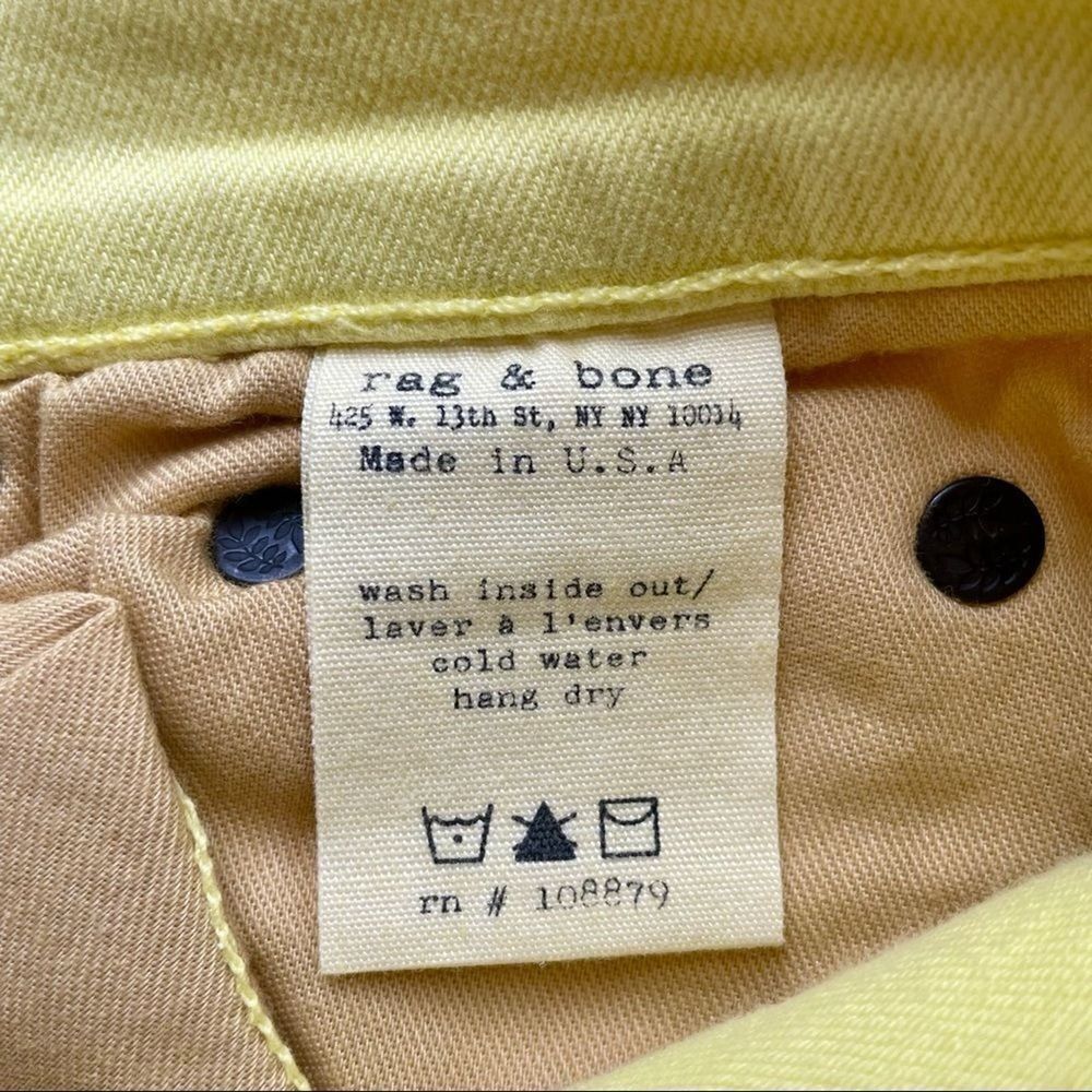NWT Rag & Bone Canary Yellow Skinny Jeans - Size: 27 - Picture 8 of 15